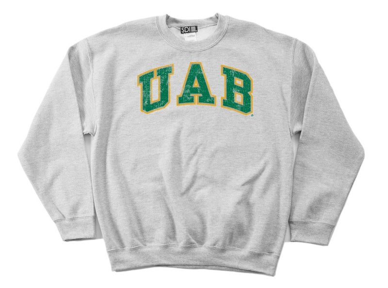 Alabama Birmingham Blazers 50/50 Blended 8-Ounce Vintage Arch Crewneck Sweatshirt, Medium, Sport Grey